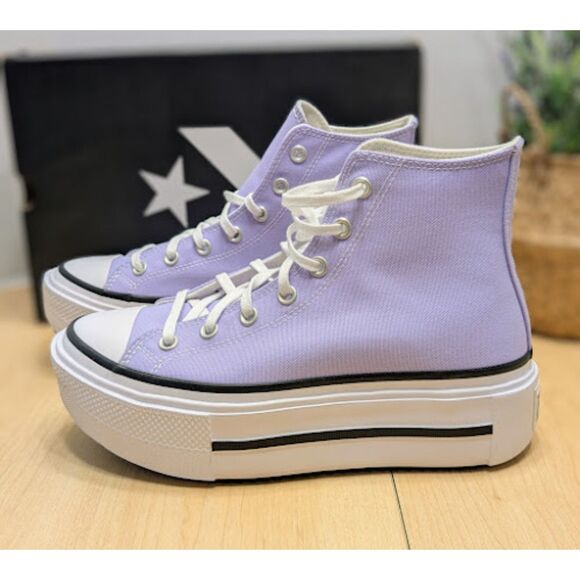 Converse CTAS Lift Double Stack Platform Violet Canvas Unisex High Top Shoes NIB - Picture 2 of 13